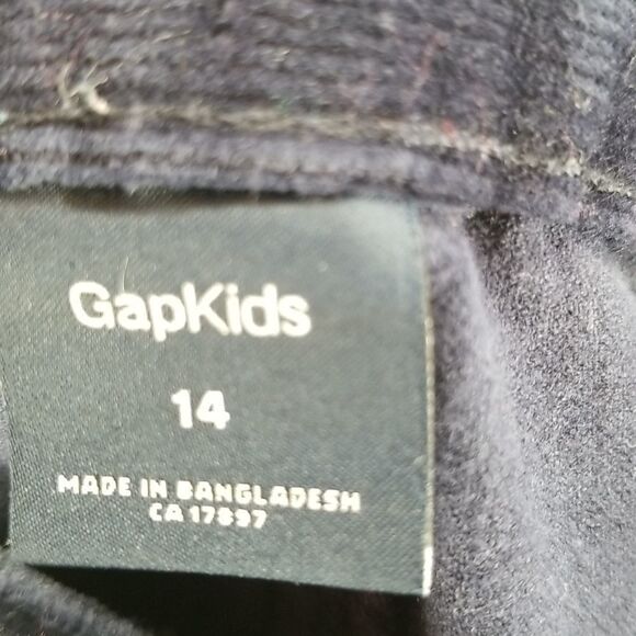 Gap Pants Corduroy Kids Size 14 Dark Purple Waist Adjustable Front Button Zip - Picture 8 of 9